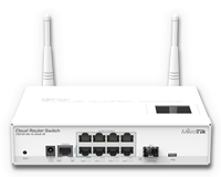 CRS109-8G-1S-2HnD-IN: CRS Desktop Switch with 8GbE, 1SFP + WiFi